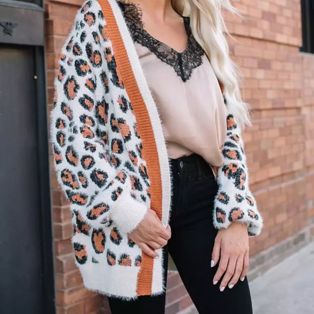Leopard Print Cardigan Sweater